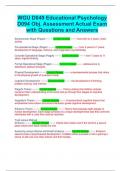 WGU D049 Educational Psychology D094 Obj. Assessment Actual Exam with Questions and Answers