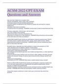 ACSM 2022 CPT EXAM  Questions and Answers