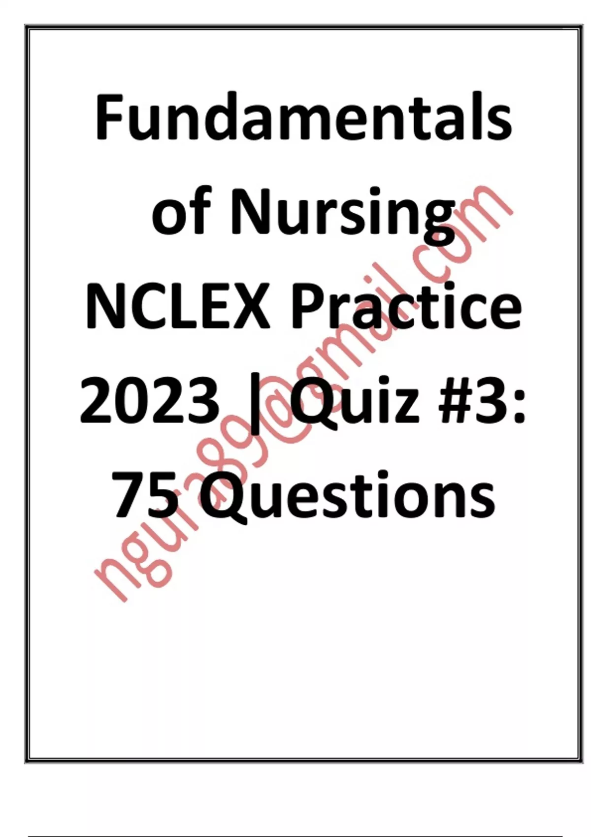 Fundamentals Of Nursing Nclex Practice 2023 Quiz 3 75 Questions Nclex Stuvia Us