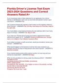 Florida Driver’s License Test Exam  2023-2024 Questions and Correct  Answers Rated A+