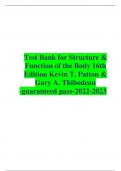 Structure and Function of the Body 16th Edition Patton Test Bank