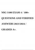 NSG 3100 EXAM 4 / 100+ QUESTIONS AND VERIFIED ANSWERS 2023/2024 / GRADED A+.