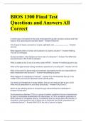 BIOS 1300 Final Test Questions and Answers All Correct 