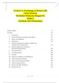 Graded A+ Psychology of Women with Correct Answers 7th Edition Written by Margaret W. Matlin’s Test Bank with All Questions 2023-2024