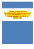 Test Bank For Stahl's Essential Psychopharmacology 5th Edition By Stephen M. Stahl | | 9781108838573 | Chapter 1-13 | Complete Questions And Answers A+