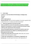 Humber Real Estate - Course 2, Module 5, The Financial Aspects of the Buying and Selling Process and the Role of Third-Party Professionals 2023 Questions and Answers