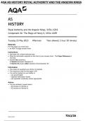 AQA AS HISTORY Royal Authority and the Angevin Kings, 1154–1216 Component 2A The Reign of Henry II, 1154–1189 7041/2A MAY 2023 QUESTIONS PAPER