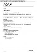 AQA AS HISTORY The English Revolution, 1625–1660 Component 2E The origins of the English Civil War, 1625–1642 7041/2E MAY 2023 QUESTIONS PAPER