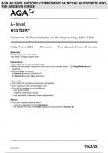 AQA A-level HISTORY Component 2A Royal Authority and the Angevin Kings, 1154–1216 7042/2A JUNE 2023 QUESTIONS PAPER