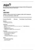 AQA AS HISTORY Religious conflict and the Church in England, c1529–c1570 Component 2D   The break with Rome, c1529–1547  MAY 2023 QP