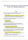 2023 ATI RN Comprehensive Predictor 2023-2024 Form A B C  Questions and answers