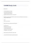 CAHIMS Study Cards exam questions and 1oo% correct  answers