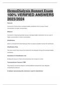 HemoDialysis Bonnet Exam 100% VERIFIED ANSWERS  2023/2024