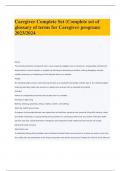 Caregiver Complete Set (Complete set of glossary of terms for Caregiver program) 2023/2024