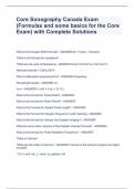 Core Sonography Canada Exam (Formulas and some basics for the Core Exam) with Complete Solutions