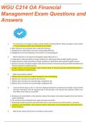 WGU C214 OA Financial Management Exam Questions and Answers (2023/2024) (Verified Answers)