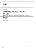 AQA GCSE COMBINED SCIENCE SYNERGY 8465/1H Higher Tier	Paper 1 Life and Environmental Sciences Mark scheme June 2023