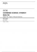 AQA GCSE COMBINED SCIENCE SYNERGY 8465/3H Higher Tier	Paper 3 Physical Sciences Mark scheme June 2023