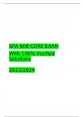 EPA 608 CORE EXAM   With 100% Verified Solutions  2023/2024