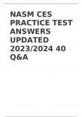 NASM CES PRACTICE TEST ANSWERS UPDATED 2023/2024 40 Q&A
