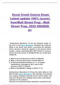 Excel crash course exam latest update 100 score from wall street prep wall street prep 2022 graded A