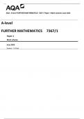 AQA  A-level FURTHER MATHEMATICS  7367/1 Paper 1 Mark scheme June 2023