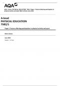 Bundle:AQA A-level PHYSICAL EDUCATION 7582/1 Paper 1 Factors affecting participation in physical activity and sport Question paper and Mark scheme June 2023