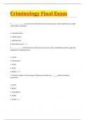 Criminology Final Exam ) (Solved Questions 100% VERIFIED QUESTIONS AND ANSWERS) 