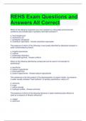 REHS Exam Questions and Answers All Correct 