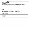 AQA AS RELIGIOUS STUDIES 7061/2D PAPER 2D ISLAM MARK SCHEME JUNE 2023 