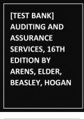 [TEST BANK] AUDITING AND ASSURANCE SERVICES, 16TH EDITION BY ARENS, ELDER, BEASLEY, HOGAN.