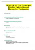 NR565 / NR 565 Final Exam (Latest 2023/2024 Update): Advanced Pharmacology Fundamentals 