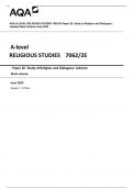 AQA A-LEVEL RELIGIOUS STUDIES 7062/2E Paper 2E  Study of Religion and Dialogues:  Judaism Mark Scheme June 2023 