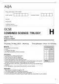 AQA GCSE COMBINED SCIENCE TRILOGY Higher Tier Physics Paper 1H June 2023