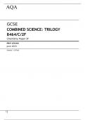 AQA GCSE COMBINED SCIENCE TRILOGY 8464/C/2F Chemistry Paper 2F Mark scheme June 2023