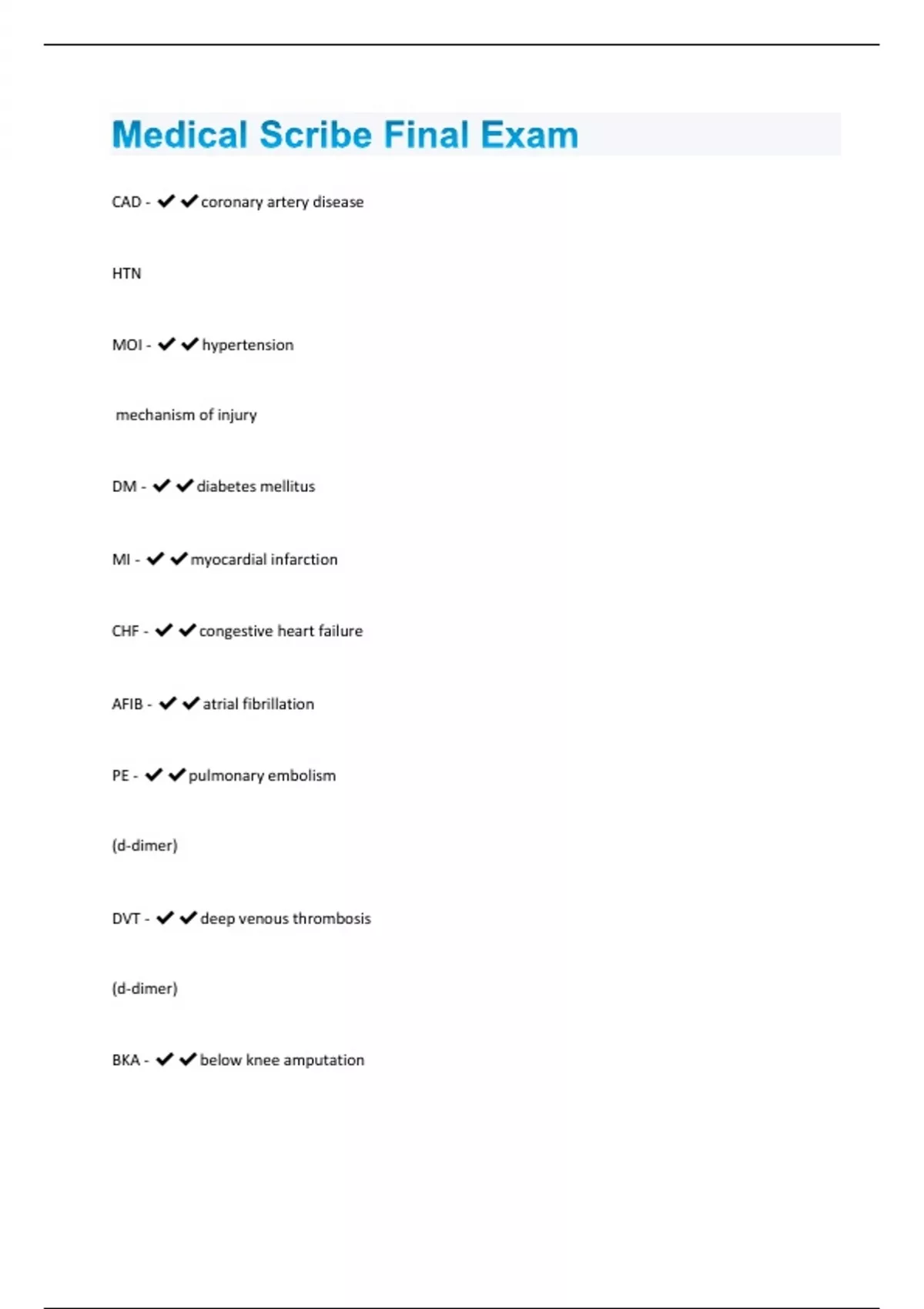 Medical Scribe Final Exam 145 Questions And Answers Already Graded A Medical Scribe Stuvia Us 