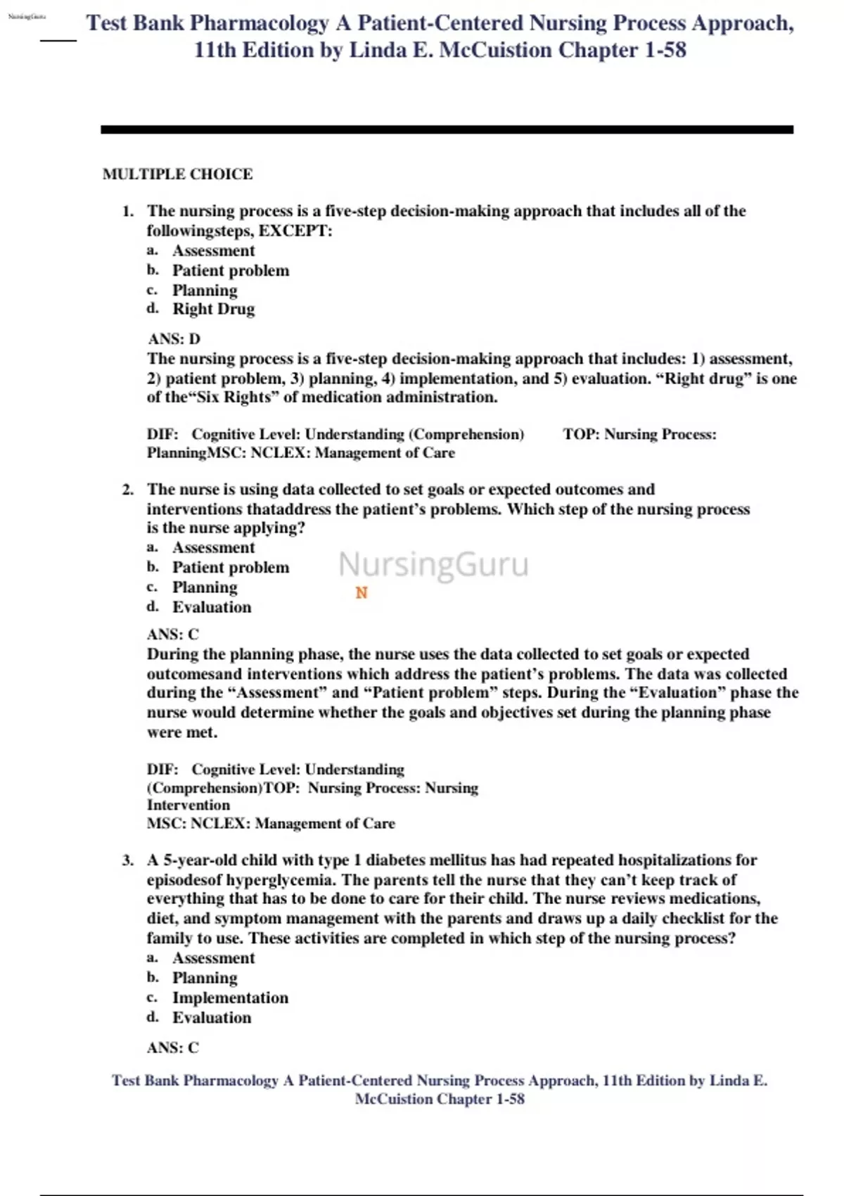 Test Bank Pharmacology A Patient-Centered Nursing Process Approach ...