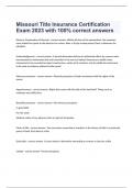 Missouri Title Insurance Certification Exam 2023 with 100% correct answers