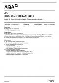 AQA AS  ENGLISH  LITERATURE A PAPER 1 QUESTION PAPER 2023(7711/1:love through the ages:shakespear and poetry )