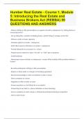 Humber Real Estate - Course 1, Module 5 Introducing the Real Estate and Business Brokers Act (REBBA) 59 questions and answers