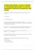 Humber Real Estate - Course 3, Module 9, Completing Agreements to Lease for Residential Tenancies |20 questions and answers