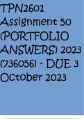 TPN2601 Assignment 50 (PORTFOLIO ANSWERS) 2023 (736056) - DUE 3 October 2023