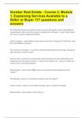 Humber Real Estate - Course 2, Module 1, Explaining Services Available to a Seller or Buyer| 117 questions and answers