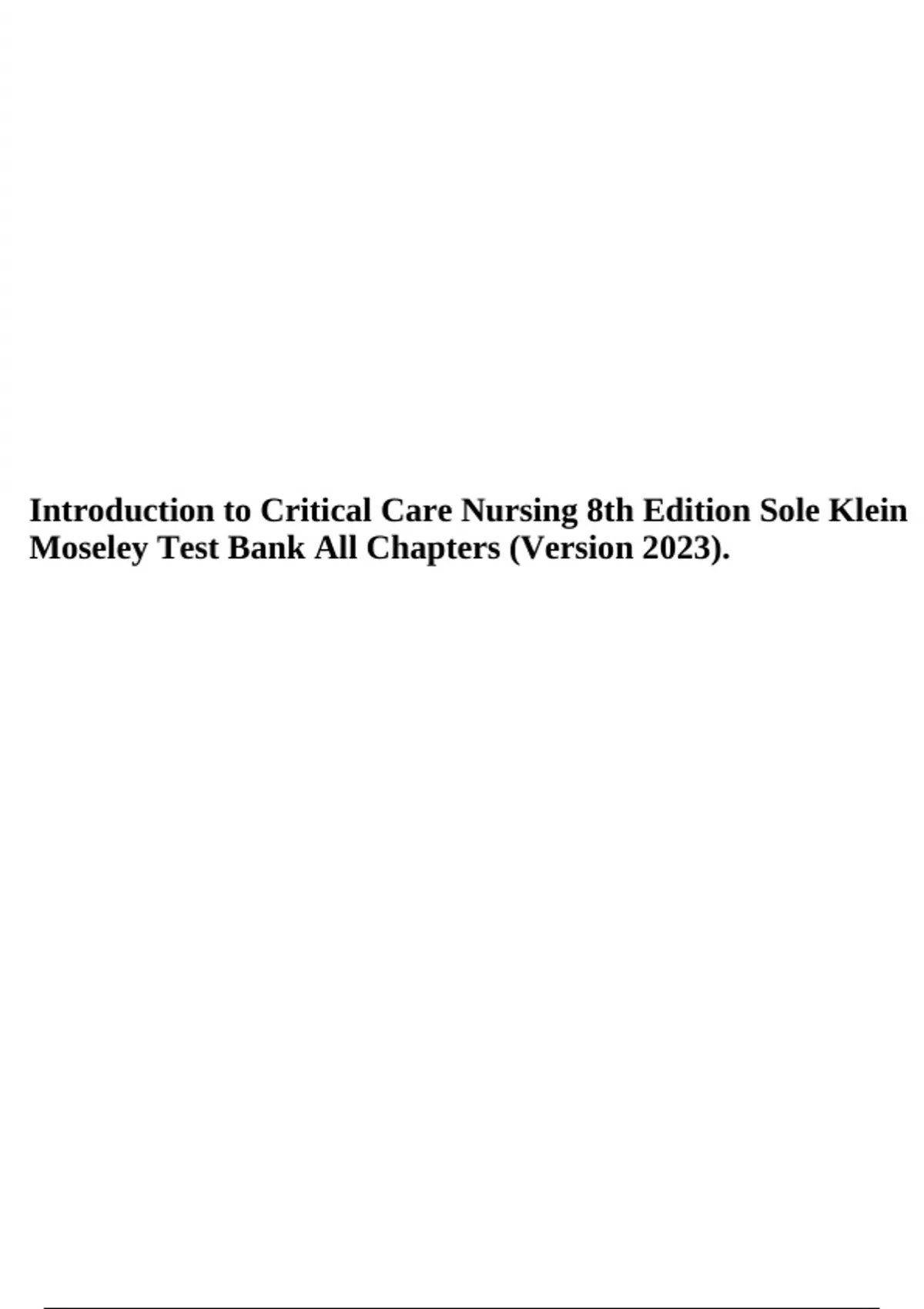 critical care nursing 8th edition apa citation