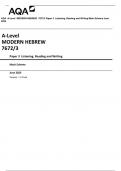 AQA  A-Level  MODERN HEBREW  7672/3 Paper 3  Listening, Reading and Writing Mark Scheme June  2023 