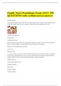 Family Nurse Practitioner Exam ANCC |350 QUESTIONS with verified correct answers