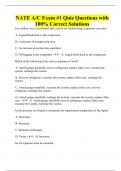 NATE A/C Exam #1 Quiz Questions with 100% Correct Solutions