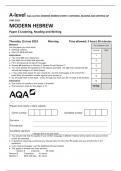  AQA A-LEVEL MODERN HEBREW PAPER 3 LISTENING, READING AND WRITING QP  JUNE 2023