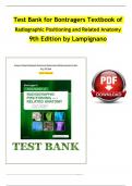 Bontrager's Textbook of Radiographic Positioning and Related Anatomy 9th Edition TEST BANK  Lampignano| Verified Chapter's 1 - 20 | Complete