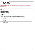 AQA AS GEOGRAPHY 7036/1 Paper 1 Physical geography and people and the environment Mark  scheme June 2023 